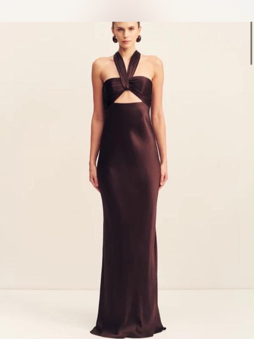 Shona Joy LaLune Ruched Halter Maxi Dress